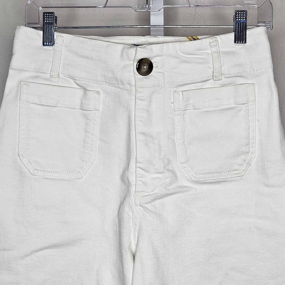 Maeve Anthropologie The Colette White Wide Leg Cropped Pants Womens Size 28 - Picture 3 of 9
